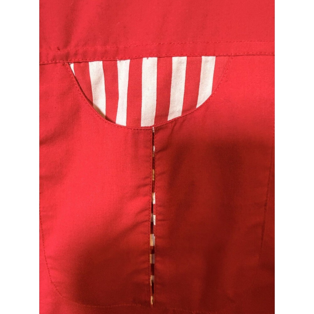 Center Aisle Women's Red Button Up Shirt Top M Cotton Blend Striped Pockets - Picture 3 of 7